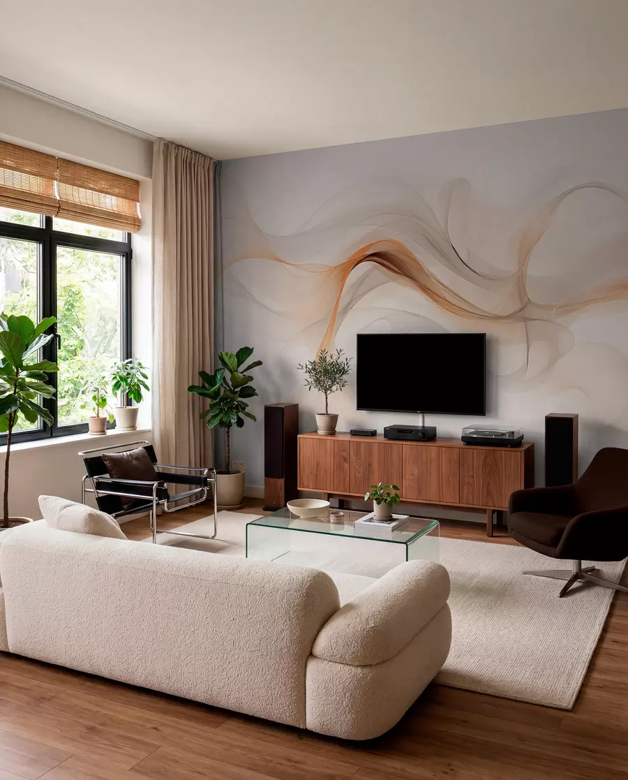 Fotobehang Abstractie met zachte golven w03609