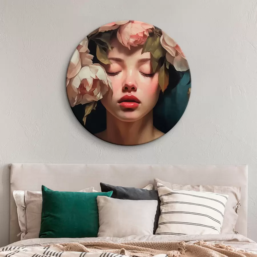  Schilderijen Meisje met bloemenkrans r43250