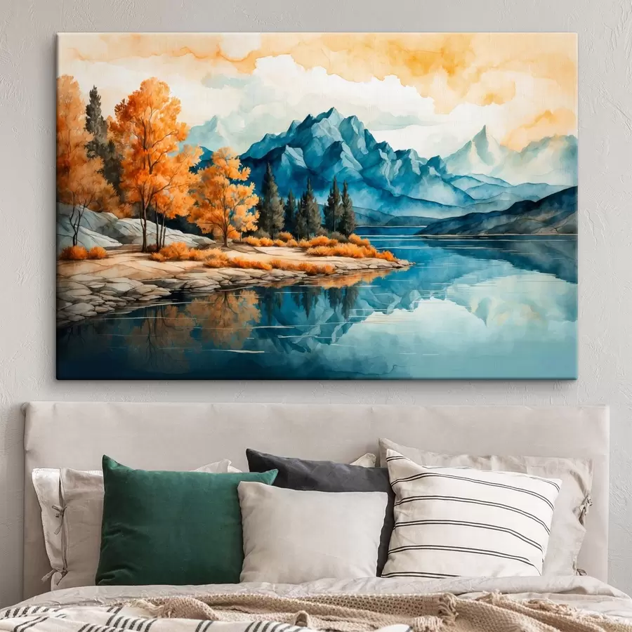  Peintures Rivière menant aux montagnes s43450