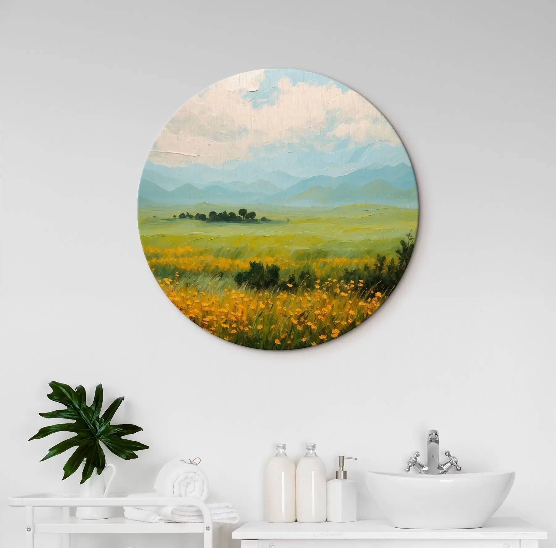 Fotobehang Bloemenveld in olieverfstijl r43451