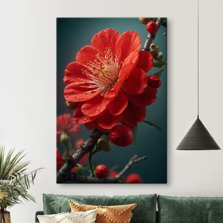  Peintures Fleur rouge sur une branche s43876