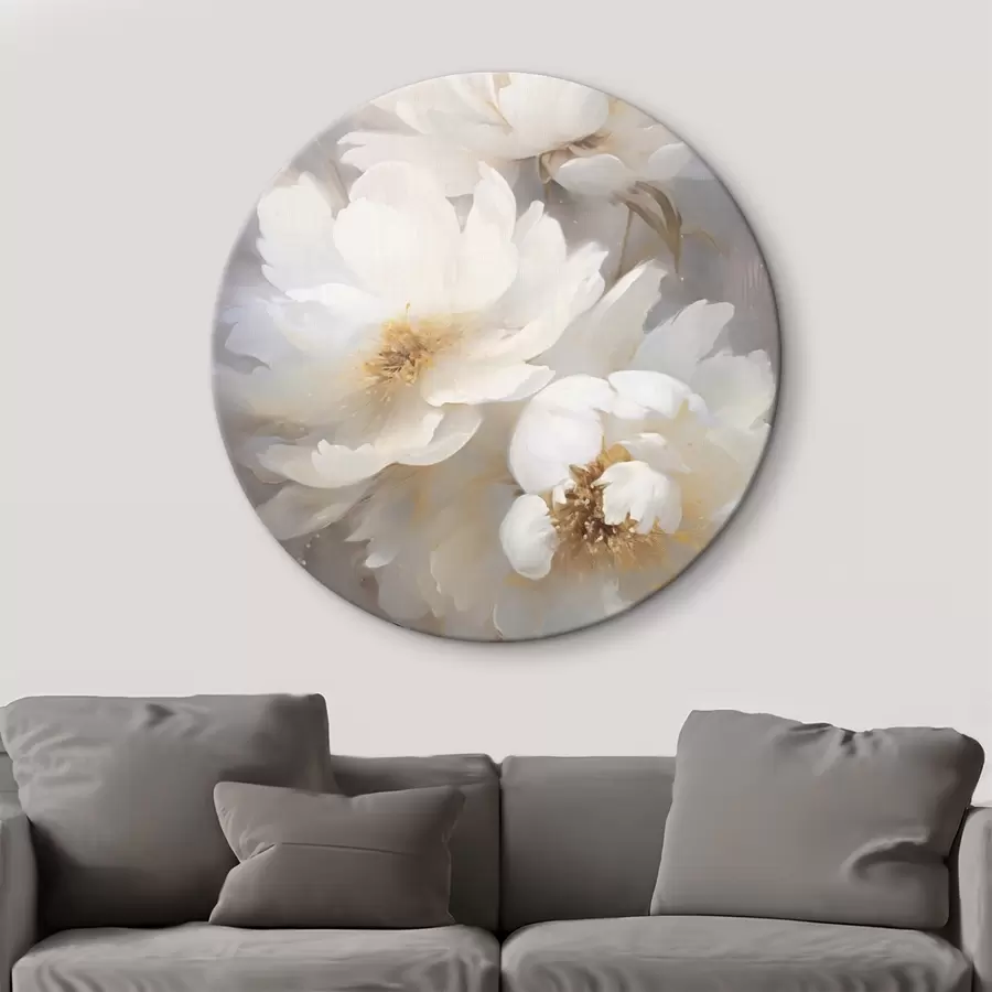  Peintures Fleurs et tiges blanches sur fond flou r43473