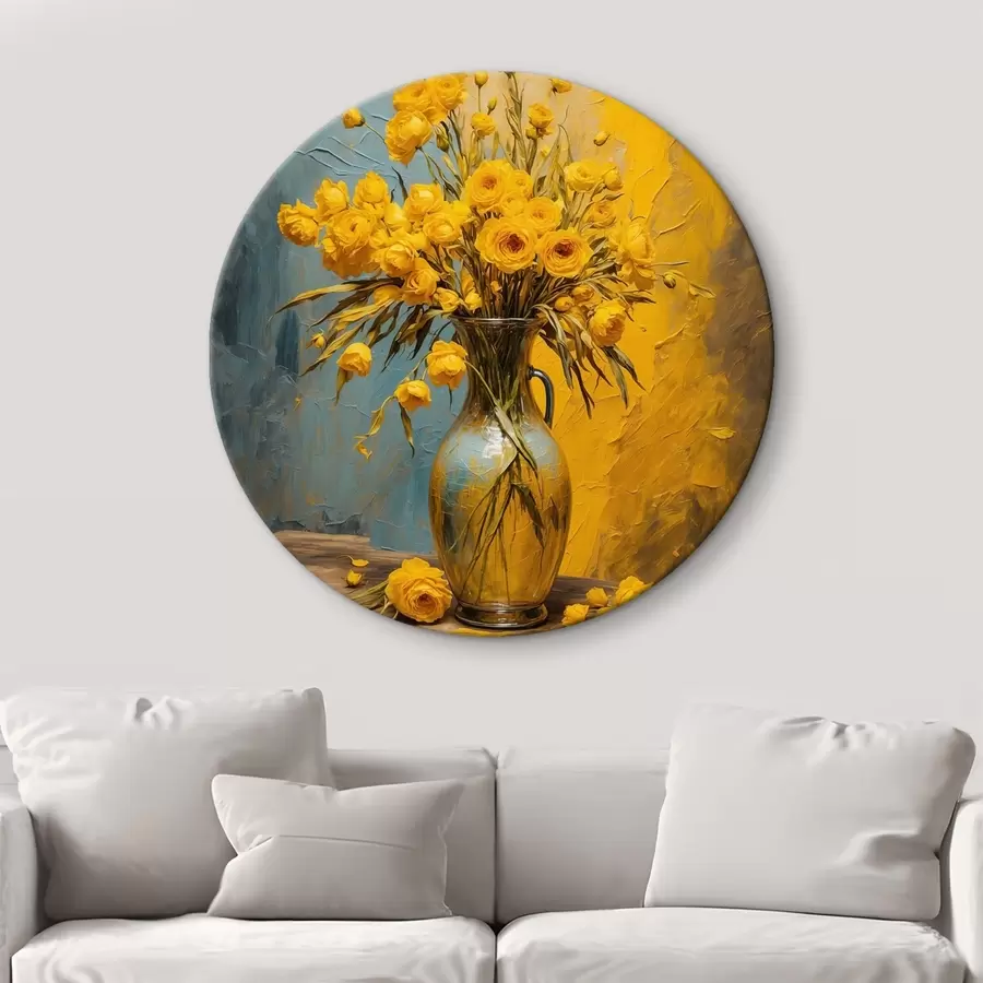  Peintures Fleurs jaunes dans un vase sur une table r43462