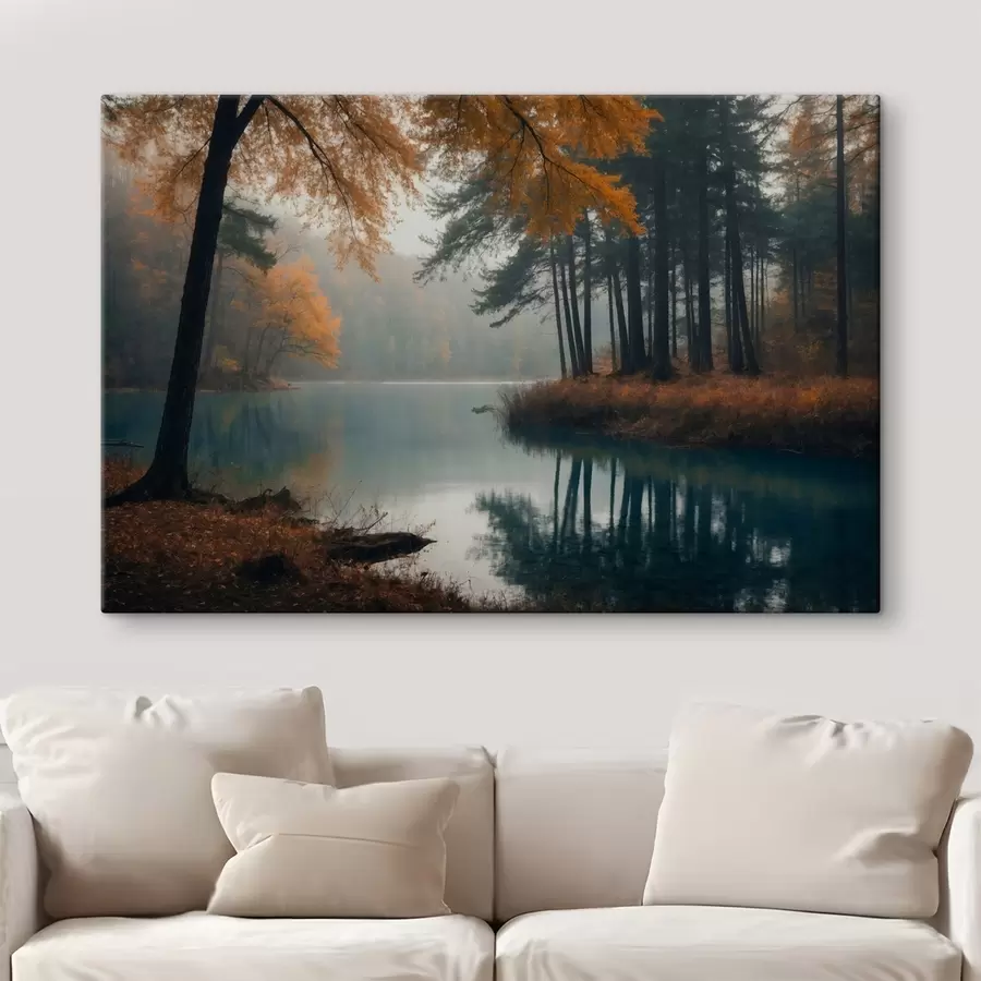 Fotobehang Meer in herfstbos s43463