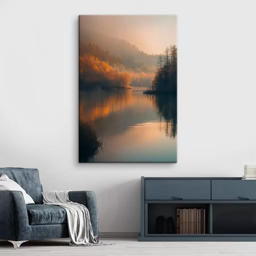 Peintures Un lac au milieu de la forêt s43464