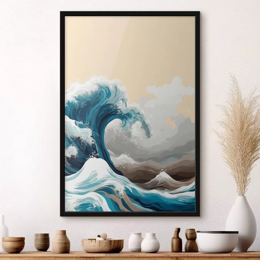 Fotobehang Tsunami in vectorstijl f43455