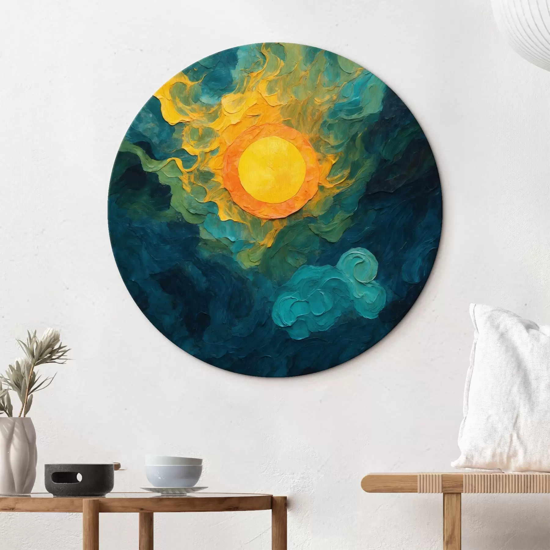  Peintures Soleil sur fond sombre dans le style de la peinture à l'huile r43459