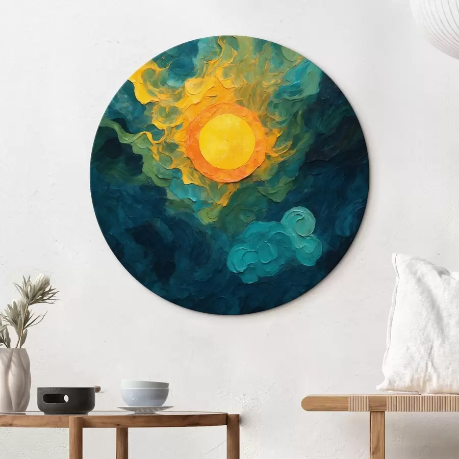  Peintures Soleil sur fond sombre dans le style de la peinture à l'huile r43459