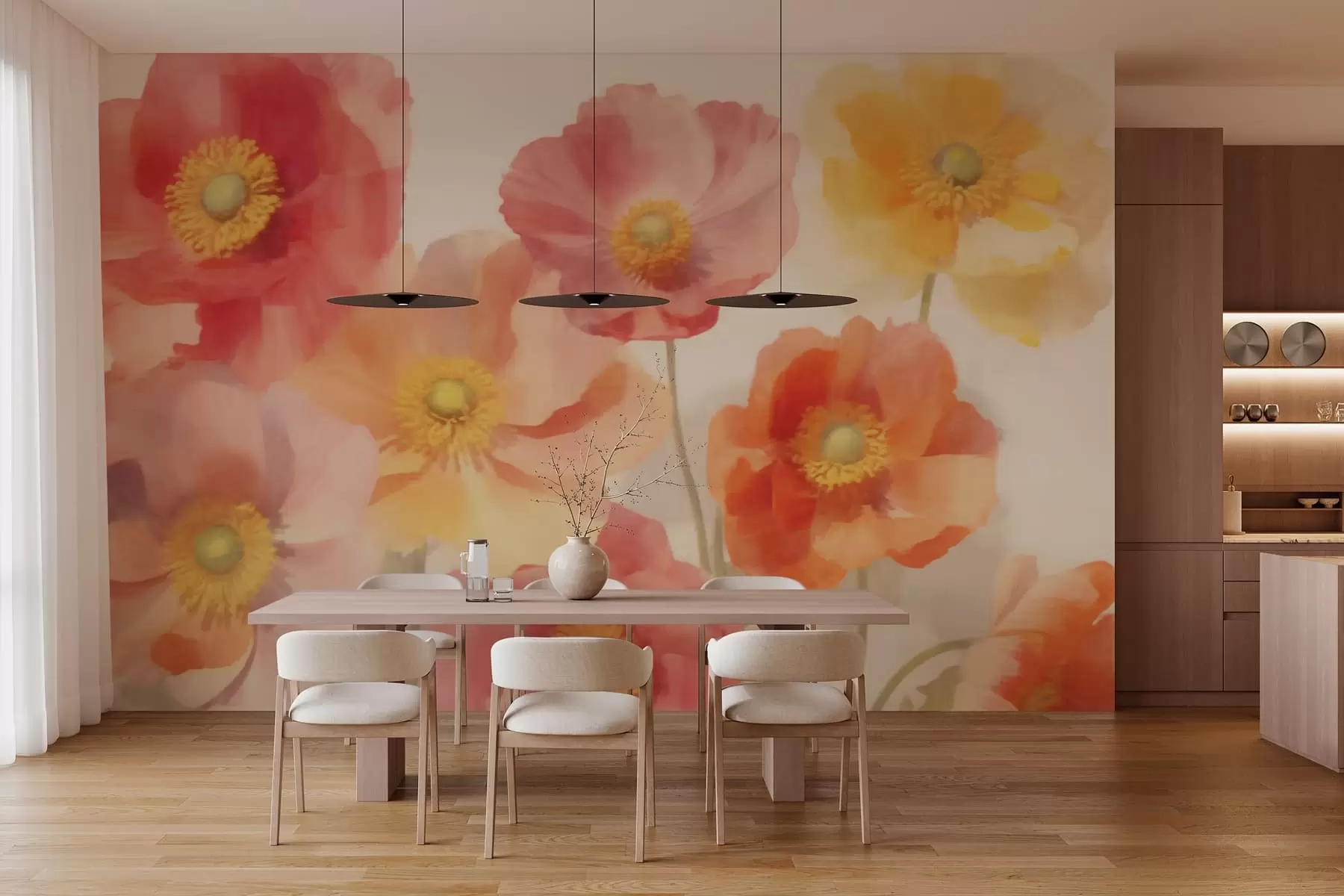 Fotobehang Kleurrijke klaproosbloemen w03639