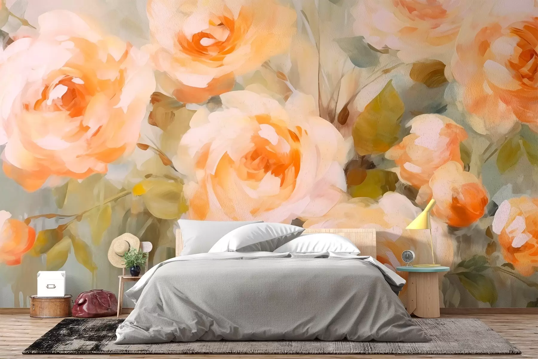 Fotobehang Bloemen in aquarelstijl w03588