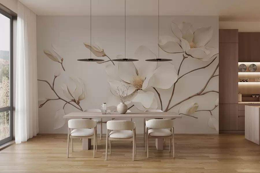 Fotobehang Magnolia bloemen in delicate pasteltinten w03645