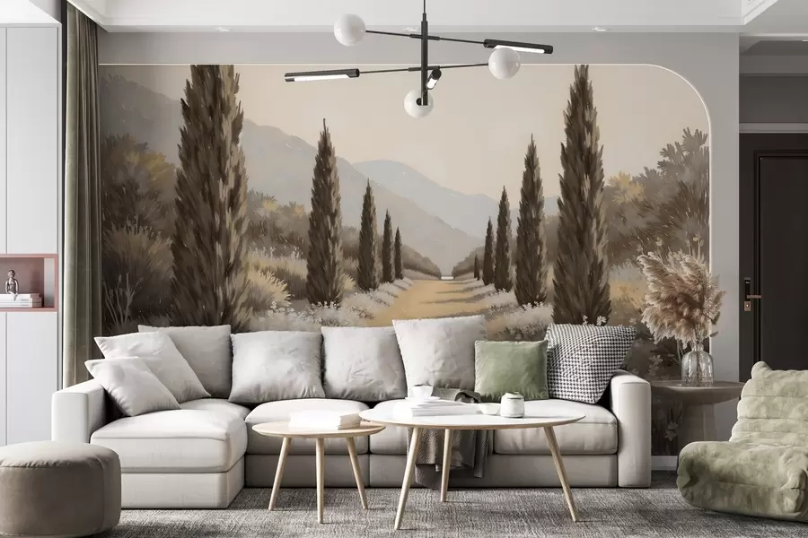 Fotobehang Tuin geschilderd in olieverfstijl w03662v1