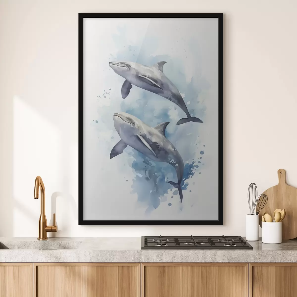 Poster Walvissen imitatie aquarel f43957