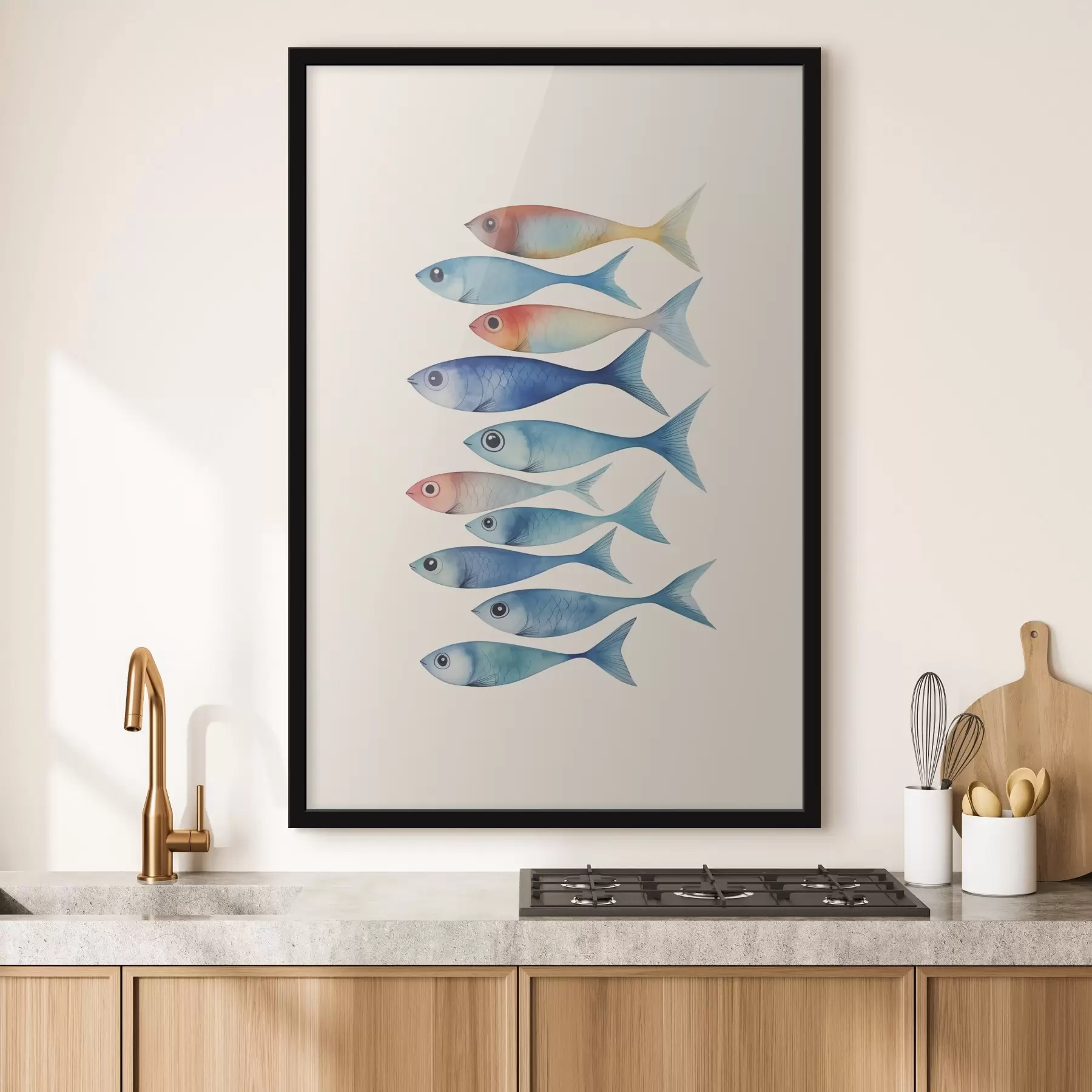  Peintures Poisson minimalisme imitation aquarelle f43960