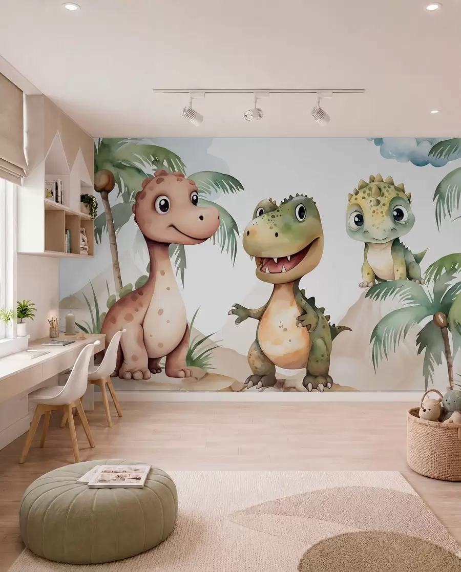Fotobehang Drie kleine dinosaurussen w03675