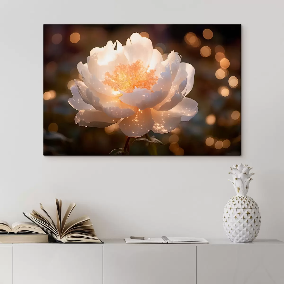  Peintures Fleur blanche avec centre lumineux s43949