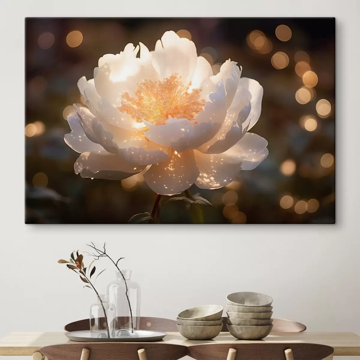  Peintures Fleur blanche avec centre lumineux s43949