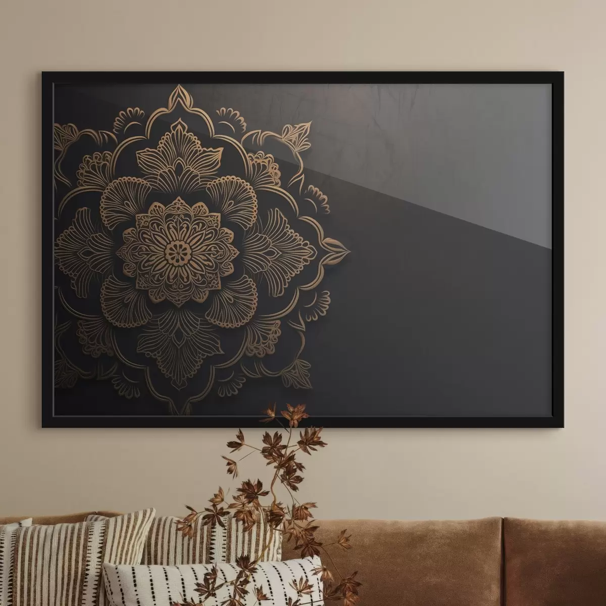 Affiche Motifs jaunes sur fond noir f43943