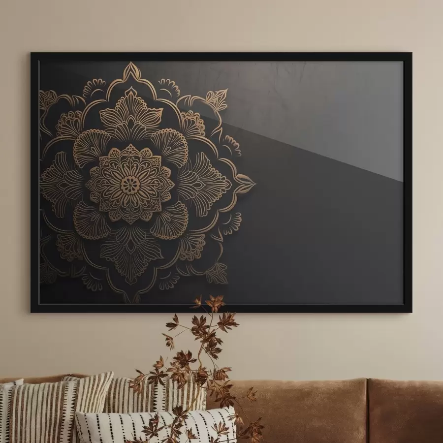 Fotobehang Gele patronen op zwarte achtergrond f43943