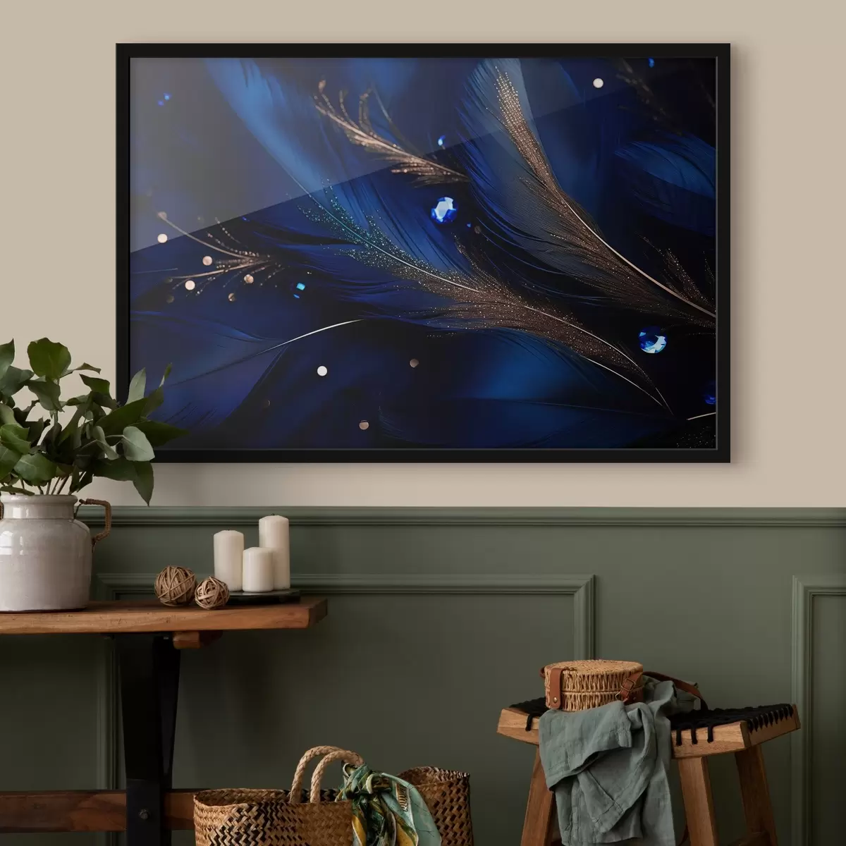 Affiche Plumes bleues hyperréalistes f43946