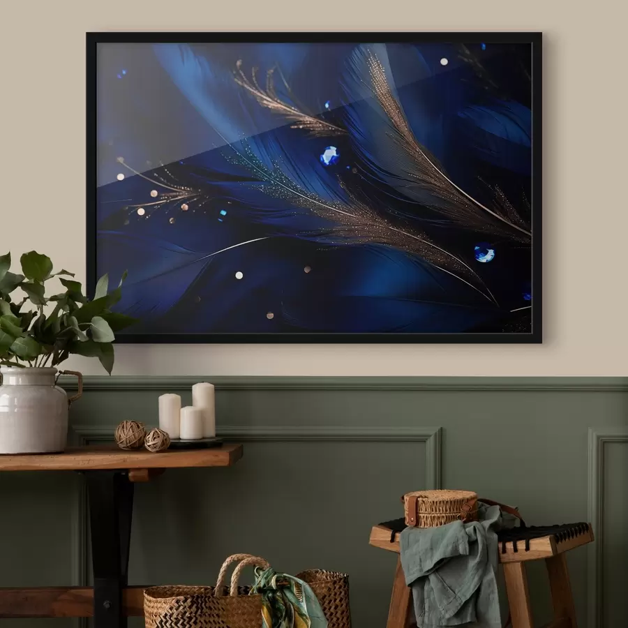 Fotobehang Blauwe hyperrealistische veren f43946