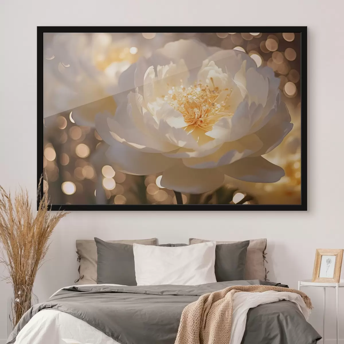 Poster Witte bloem op wazige achtergrond f43947