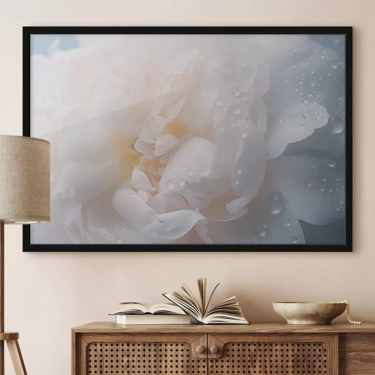 Affiche Fleur blanche avec rosée f43953