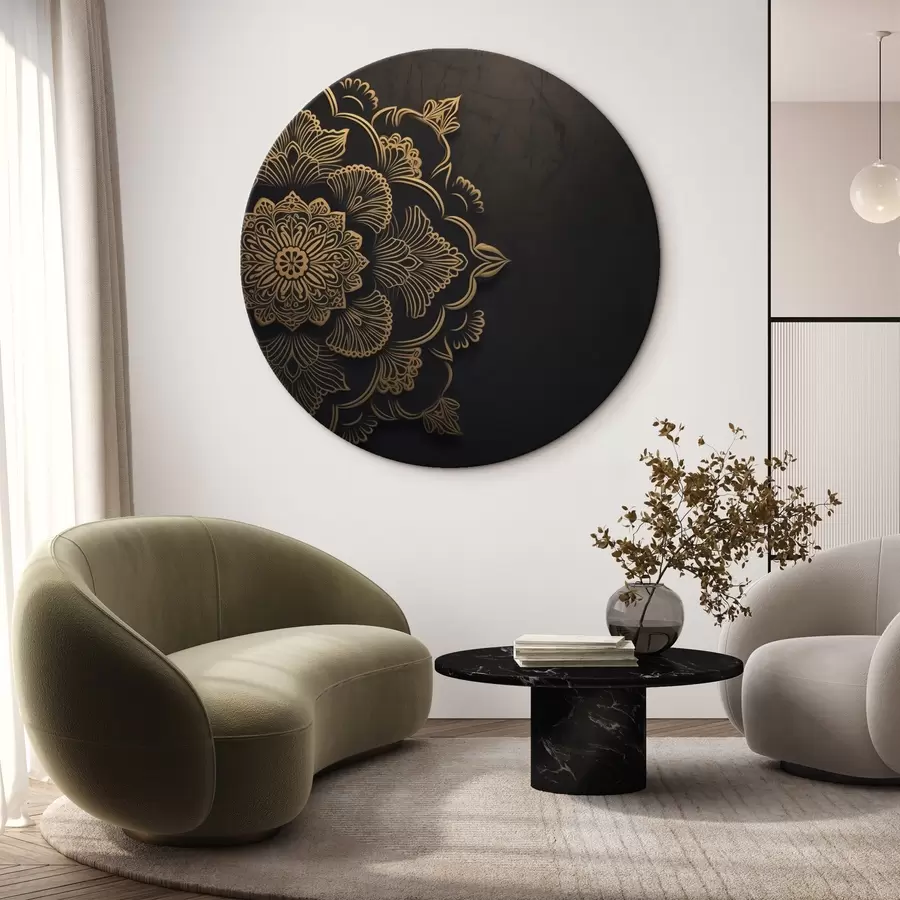  Peintures Motifs jaunes sur fond noir r43943