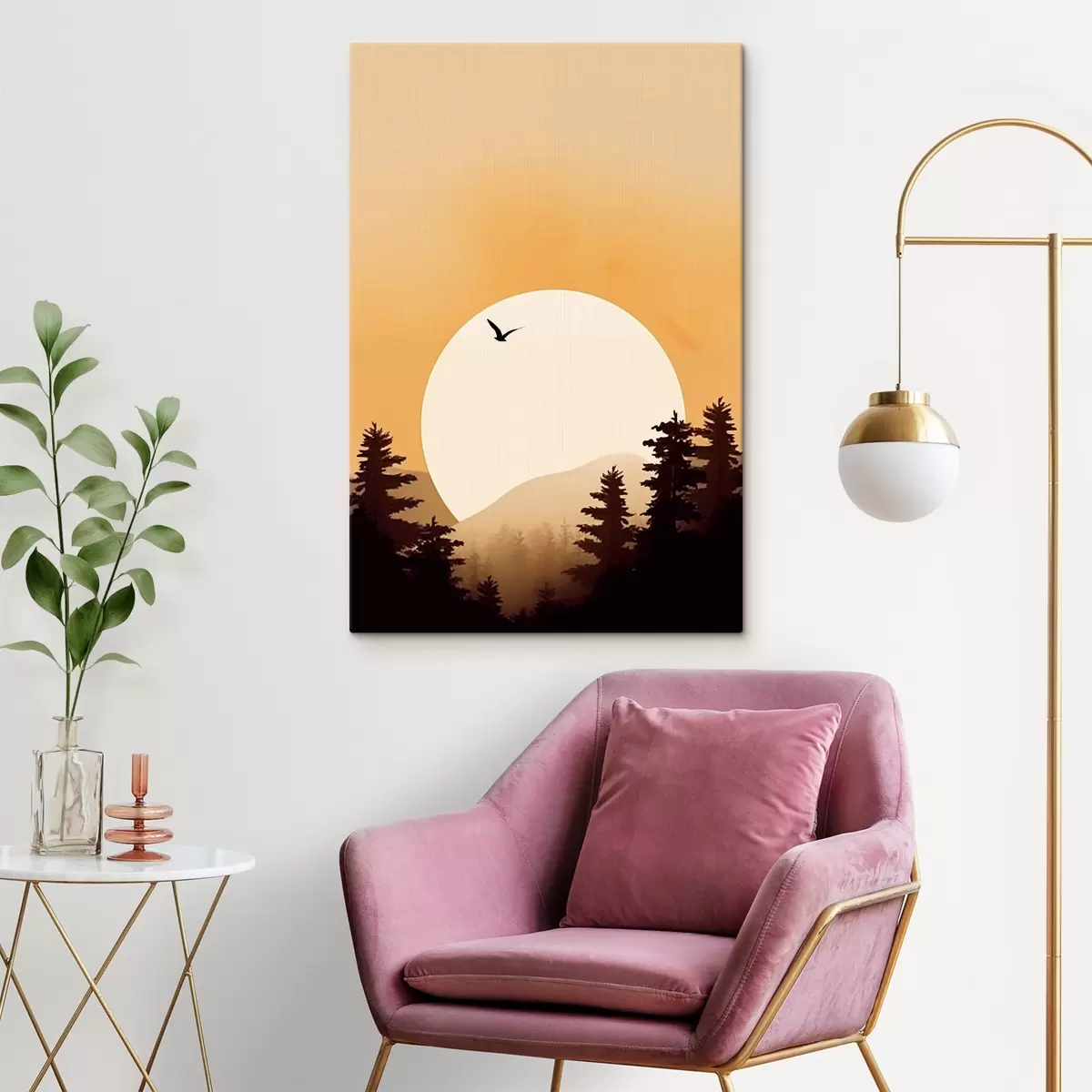  Schilderijen Silhouetten van pijnbomen s43980