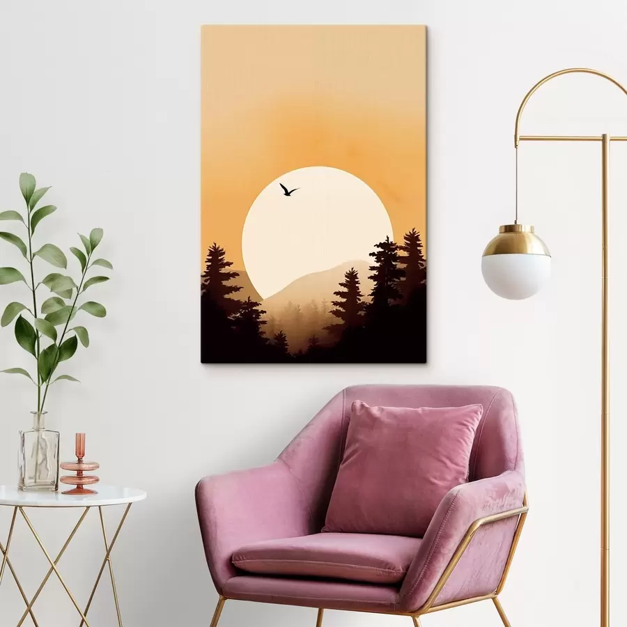  Schilderijen Silhouetten van pijnbomen s43980