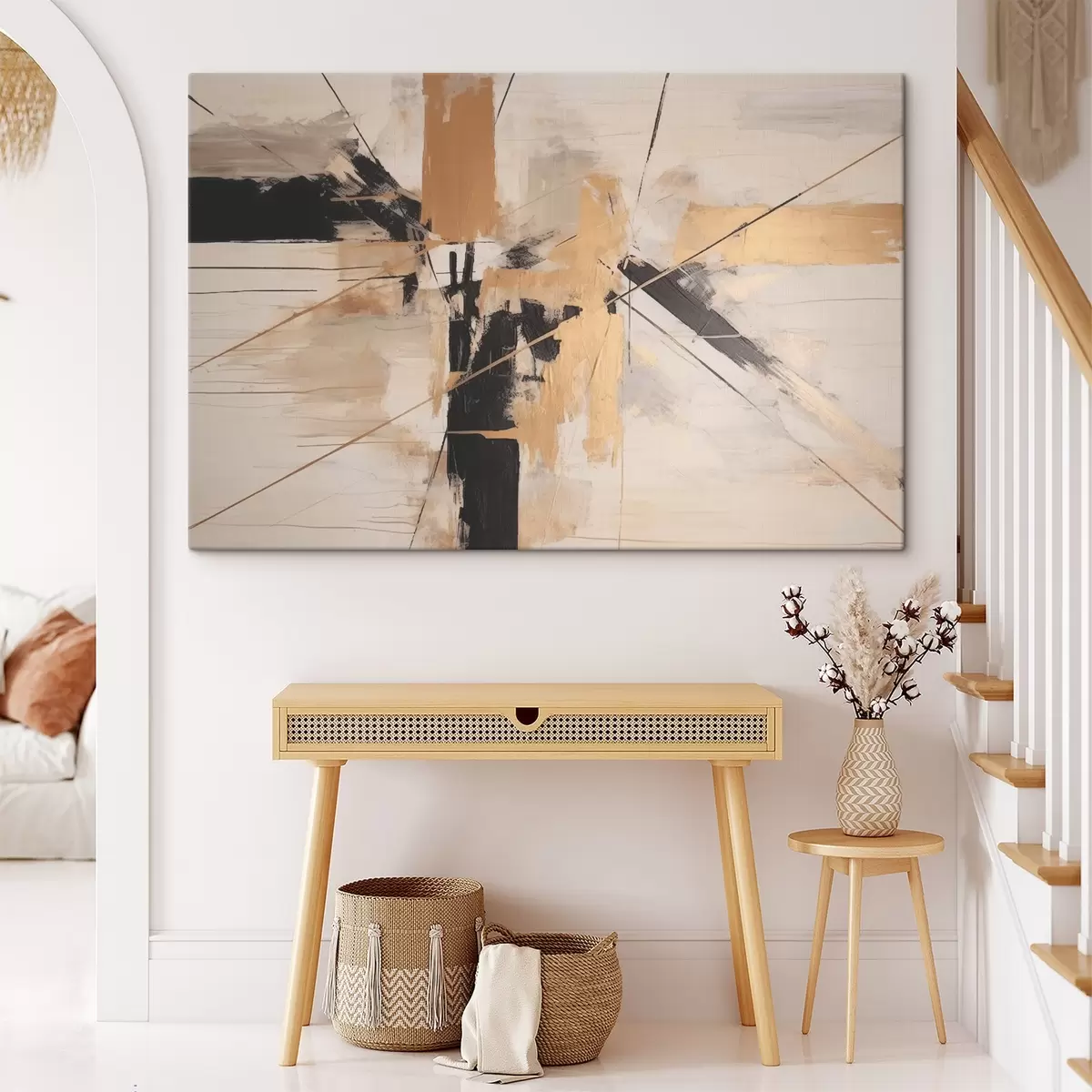  Peintures Composition abstraite avec des lignes croisées s43987