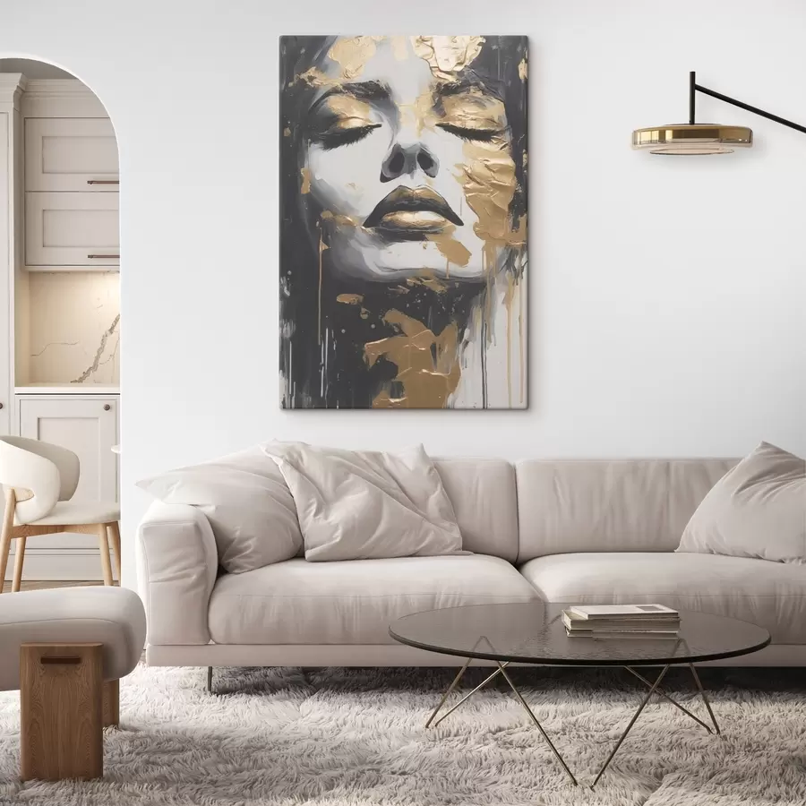  Schilderijen Portret van een vrouw met abstracte streken s43988