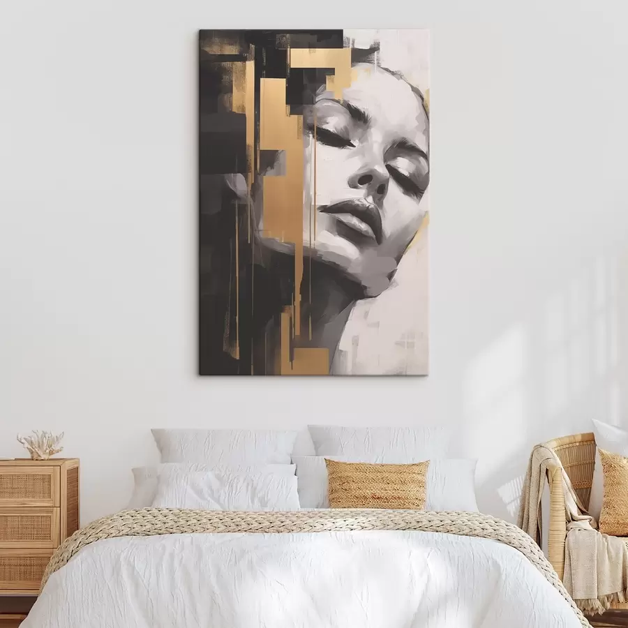  Schilderijen Vrouwenportret met geometrische accenten s43989