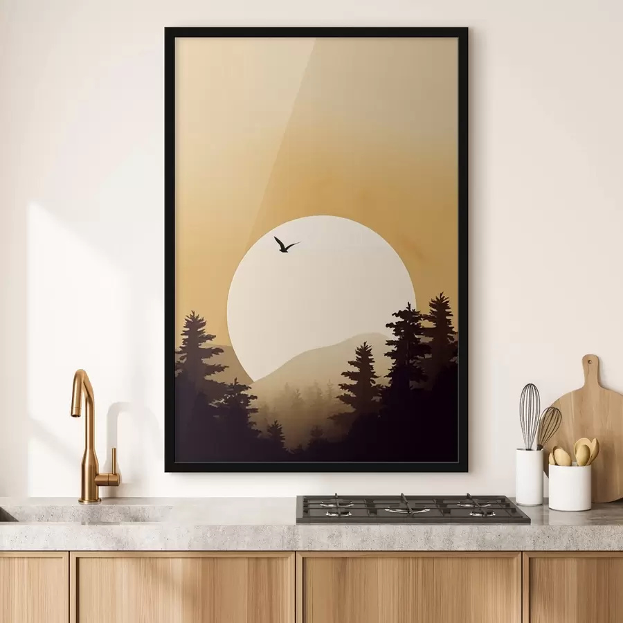 Papier peint photo Silhouettes de pins f43980