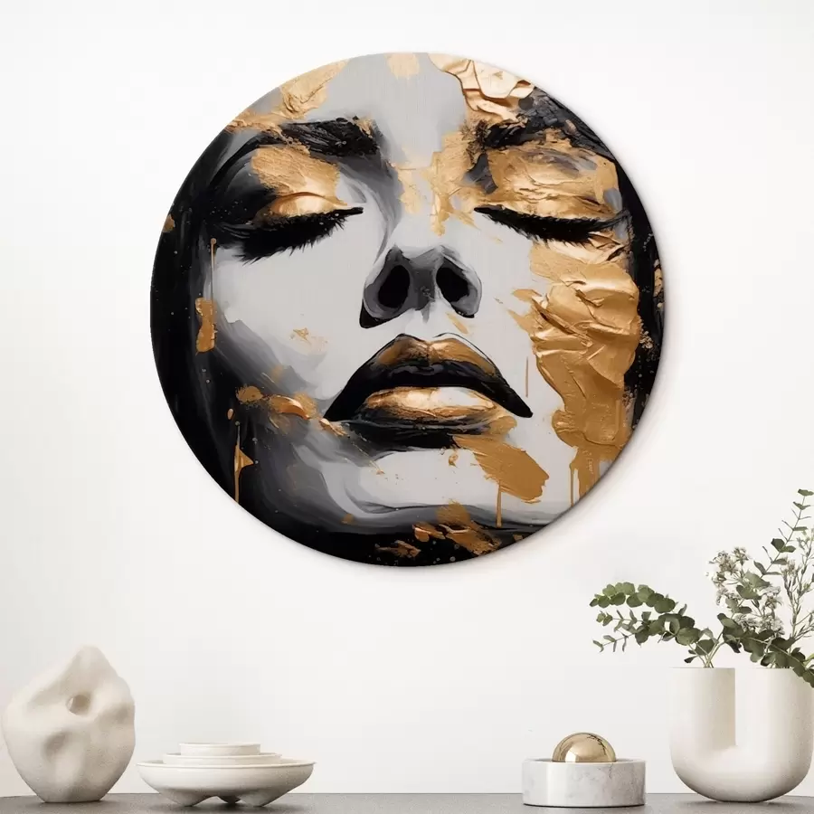  Schilderijen Portret van een vrouw met abstracte streken r43988