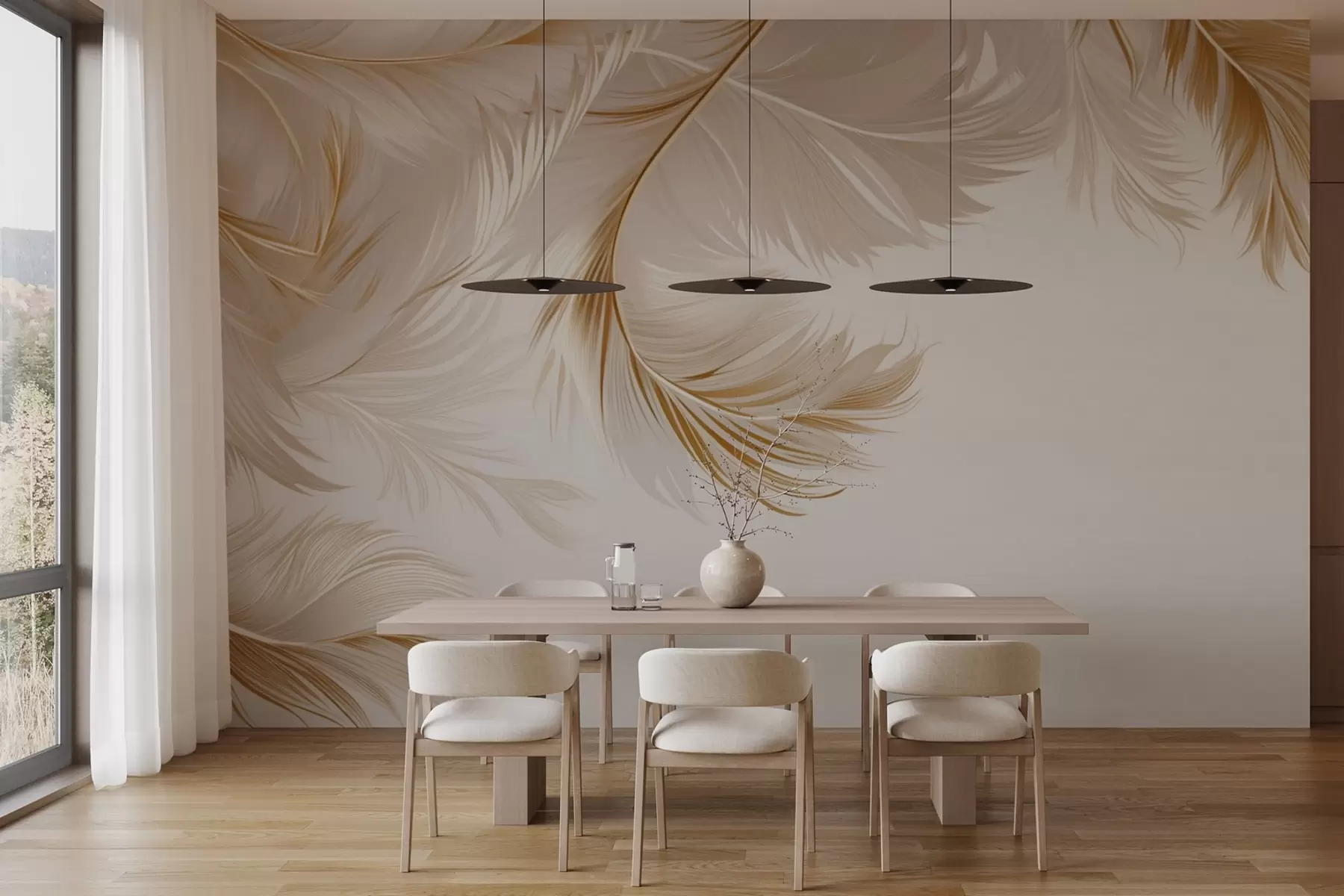Fotobehang Delicate veren die naar beneden hangen w03696