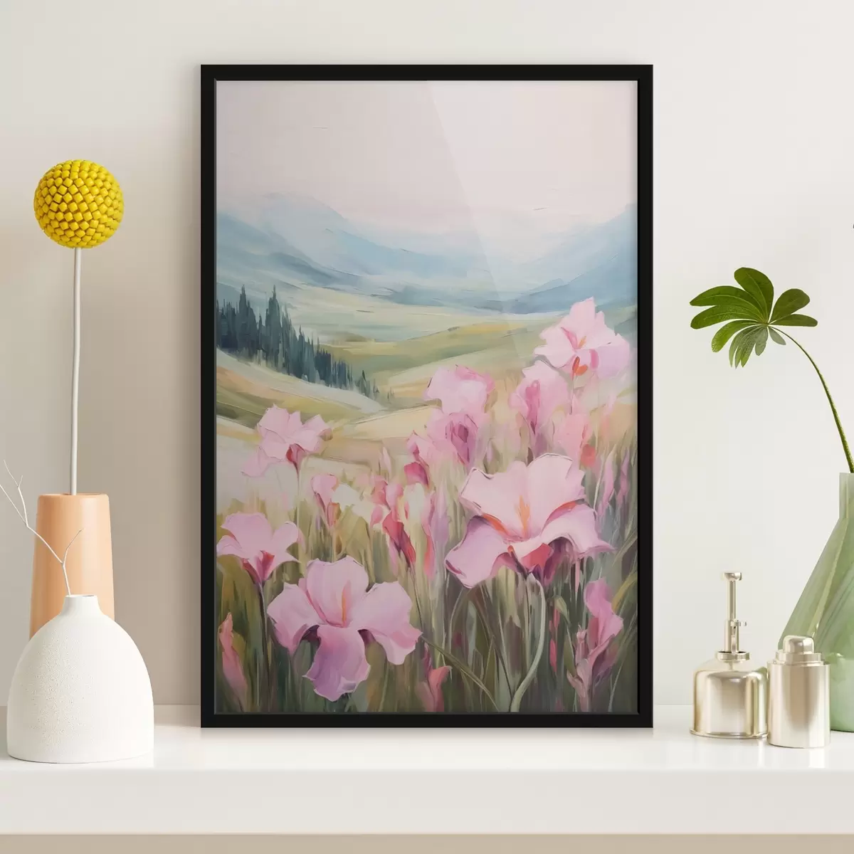 Poster Irissen tegen de achtergrond van bergen f44039