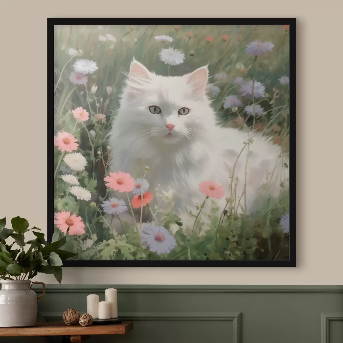 Affiche Chat dans les fleurs f44050