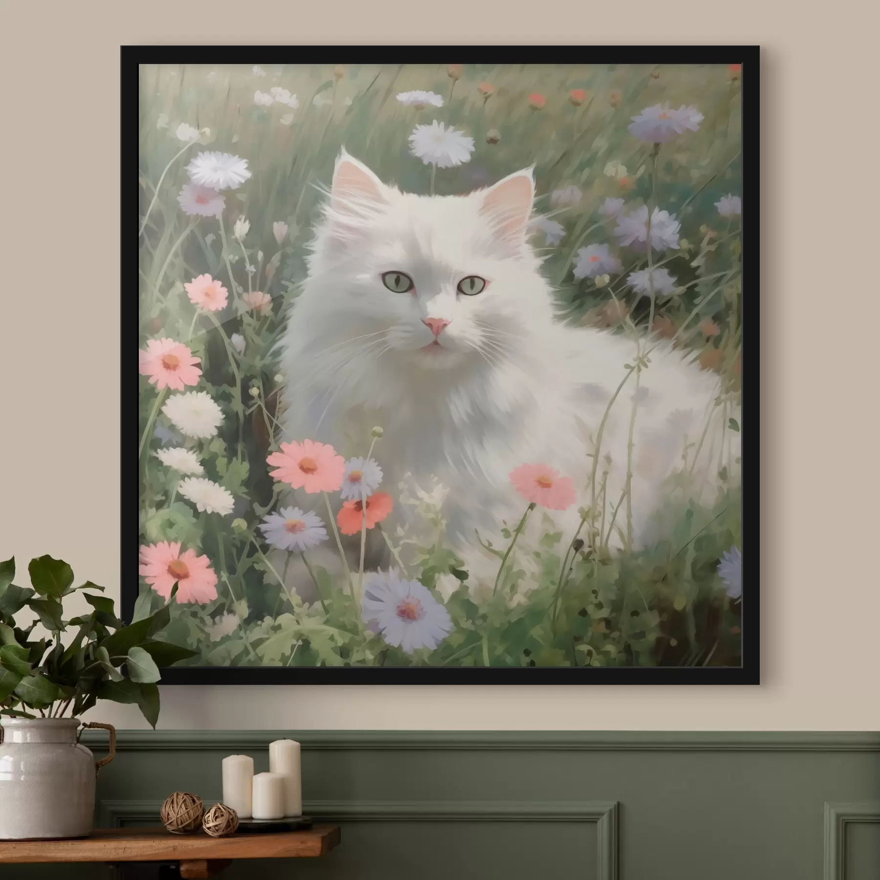 Papier peint photo Chat dans les fleurs f44050