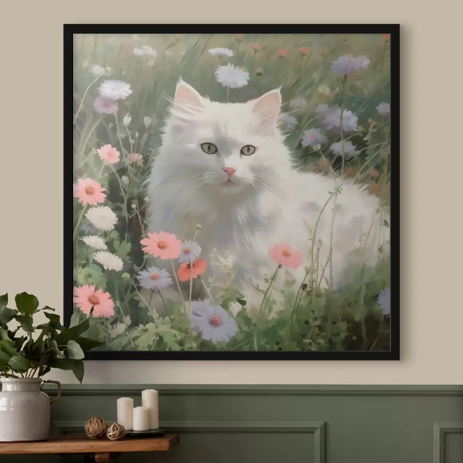 Papier peint photo Chat dans les fleurs f44050