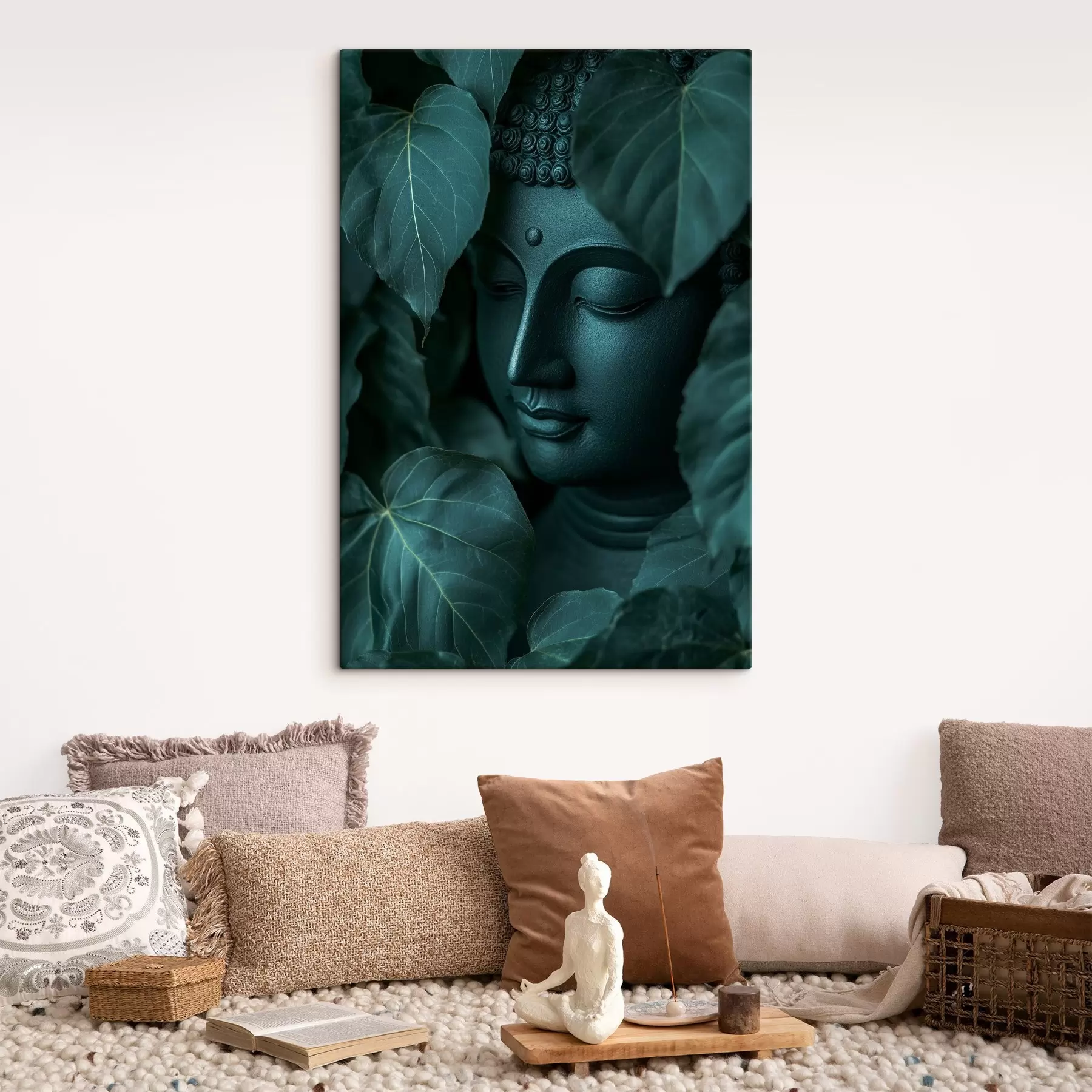  Peintures Bouddha dans les feuilles vertes, bouddhisme, tropical, réalisme s44004