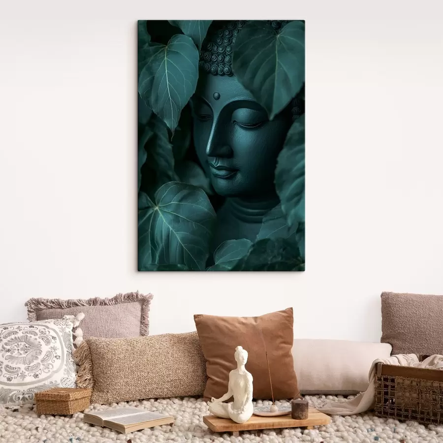  Peintures Bouddha dans les feuilles vertes, bouddhisme, tropical, réalisme s44004