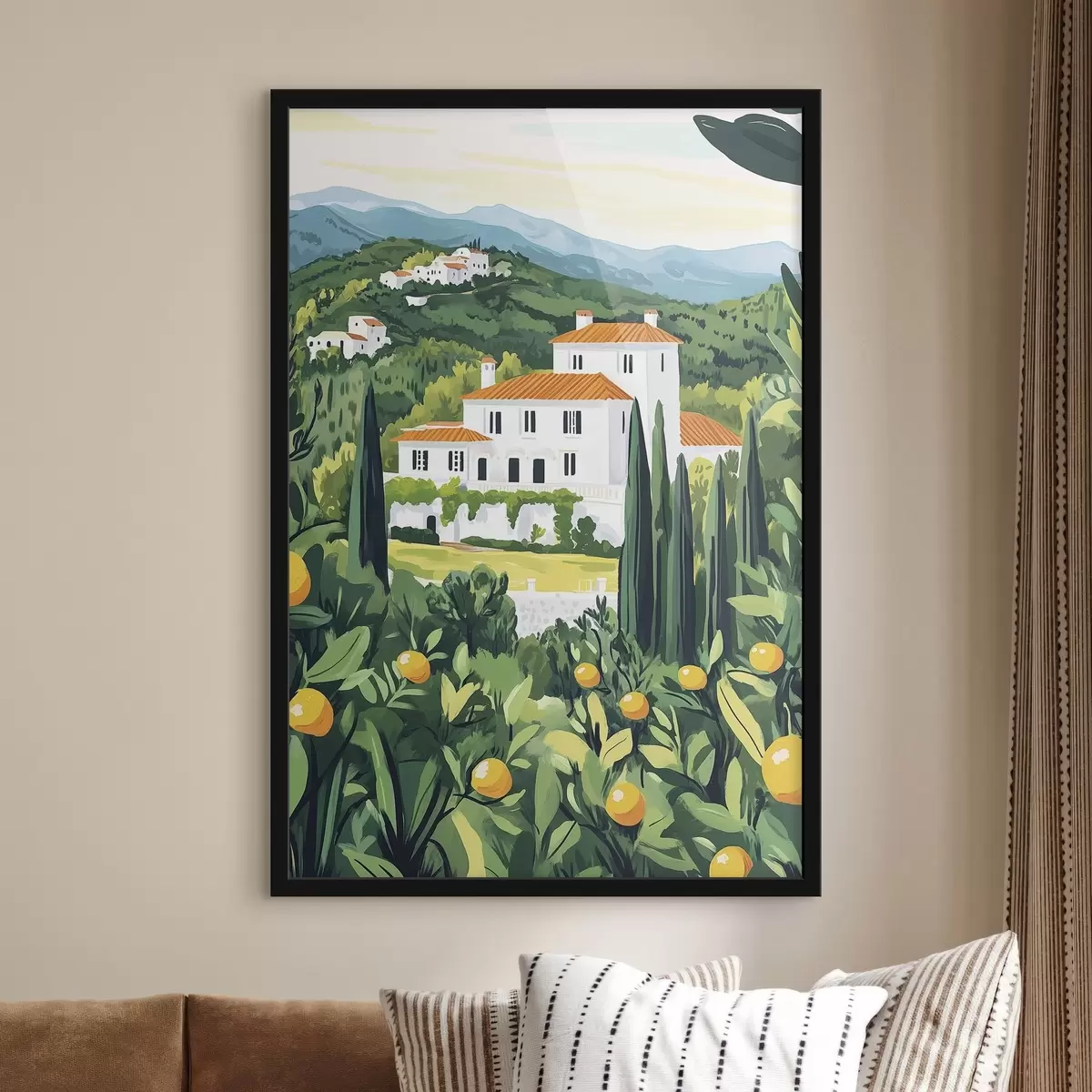 Poster Zomernatuur, mediterraan, citroenbomen, architecturaal f44028