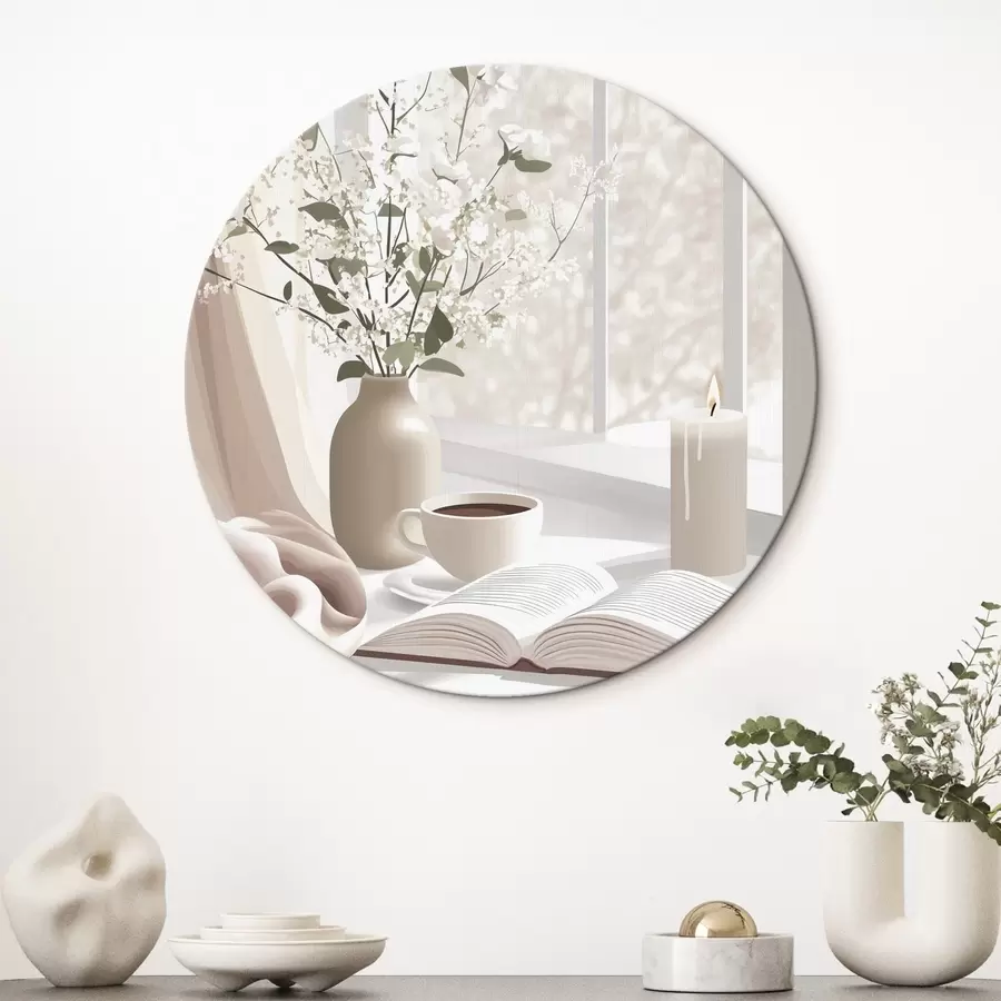  Peintures Matinée de printemps avec café et fleurs, couleurs douces et pastel r44015