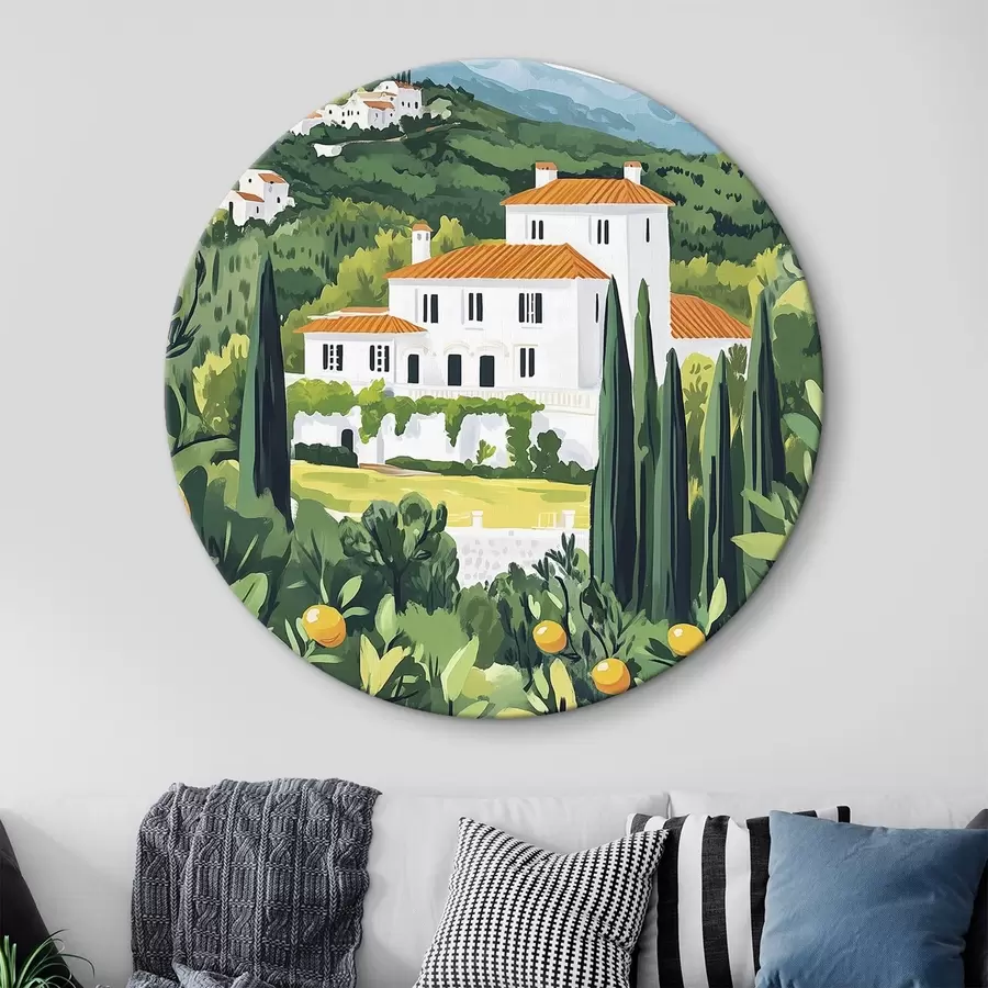  Schilderijen Zomernatuur, mediterraan, citroenbomen, architecturaal r44028