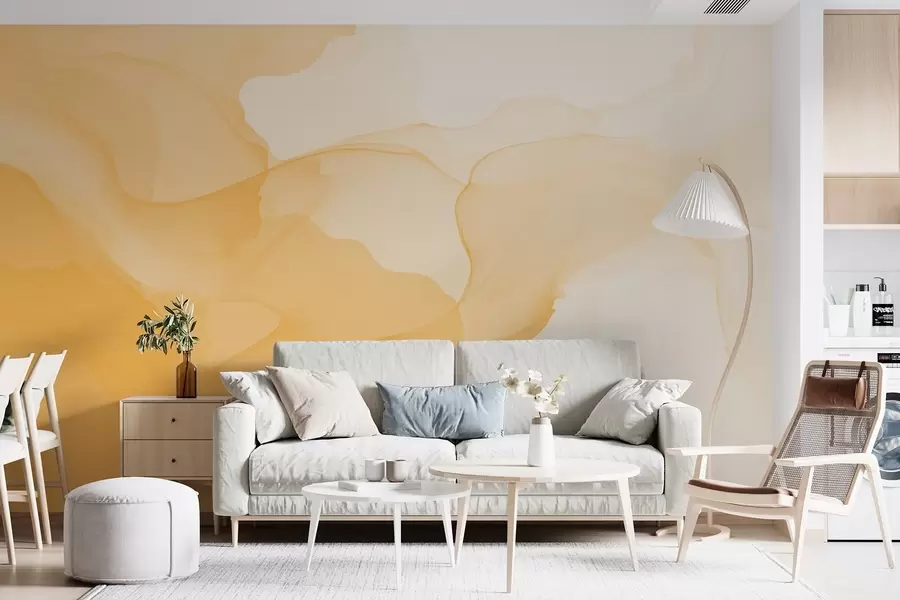 Fotobehang Gele rook op een witte achtergrond w09026v1