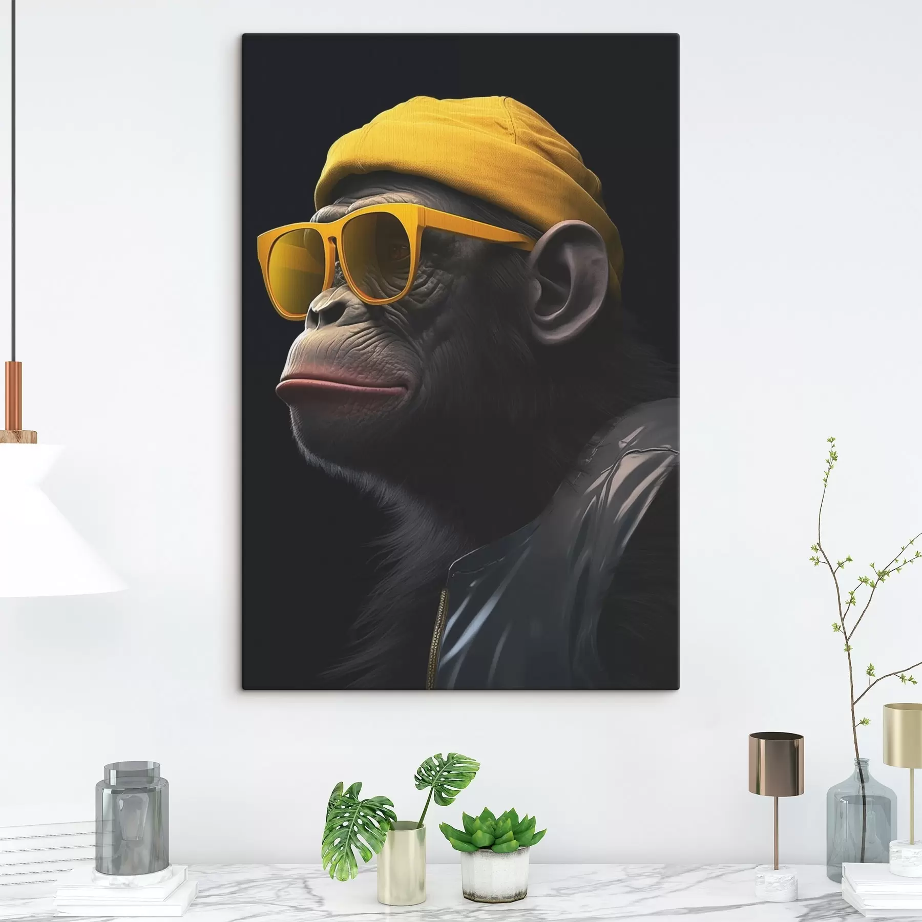 Fotobehang Aap met hoed s44109