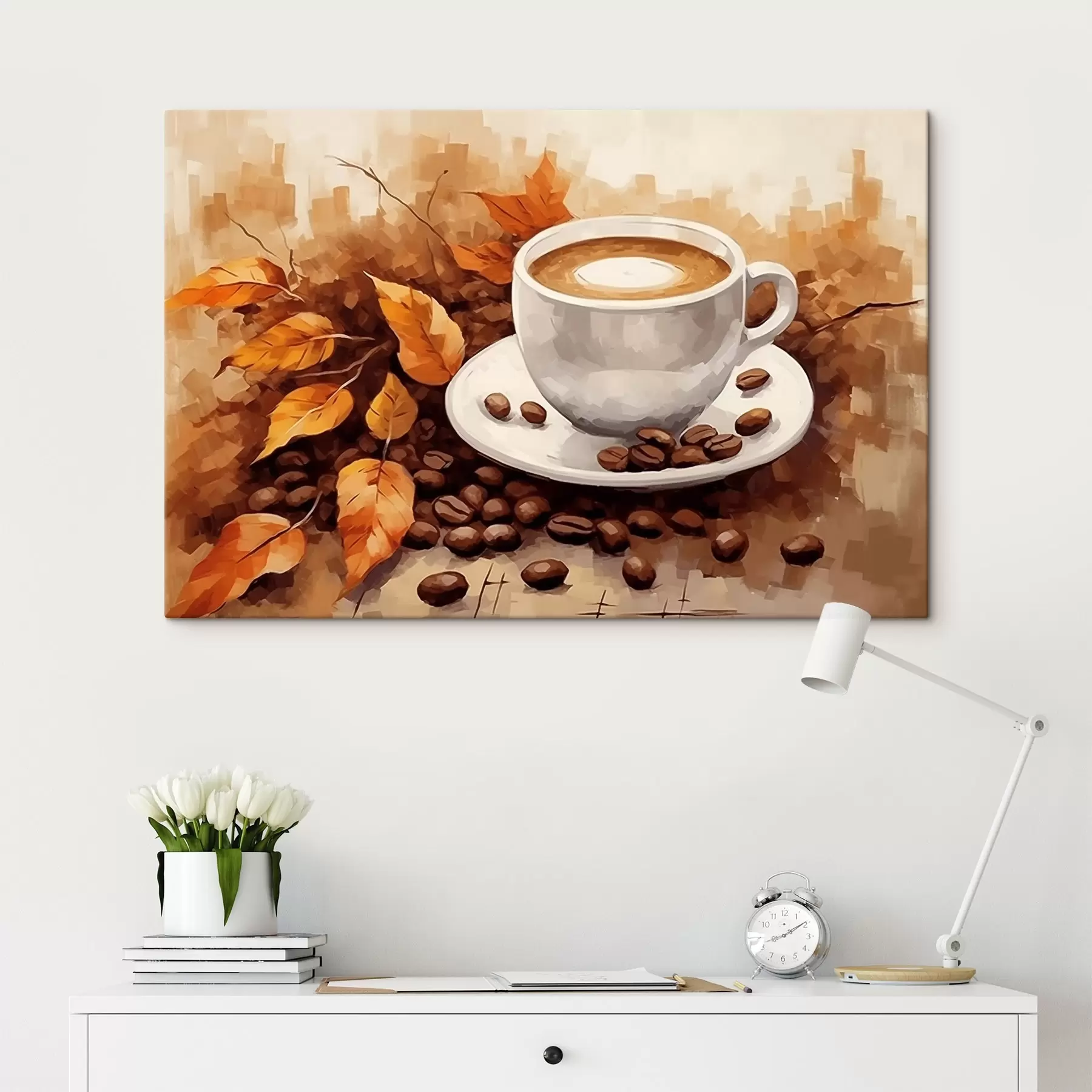  Peintures Tasse de café et grains de café s44116