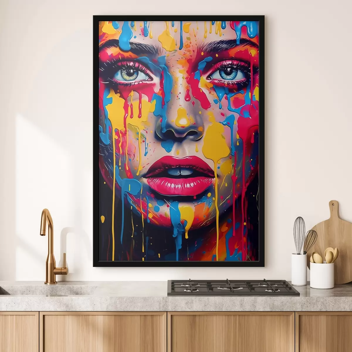 Poster Gezicht in verf f44104