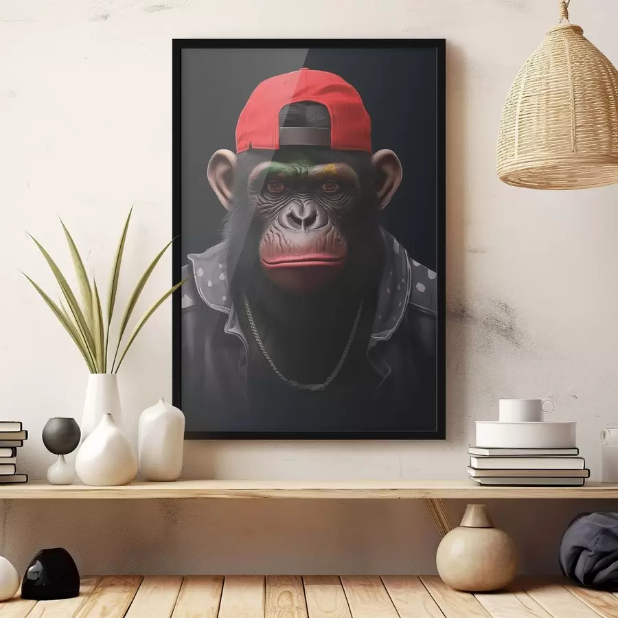 Papier peint photo Singe avec une casquette f44110